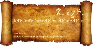 Körösztös Árpád névjegykártya