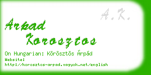 arpad korosztos business card